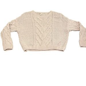 Aeropostale Blush Pink Cable Knit Long Sleeve Sweater Size Large